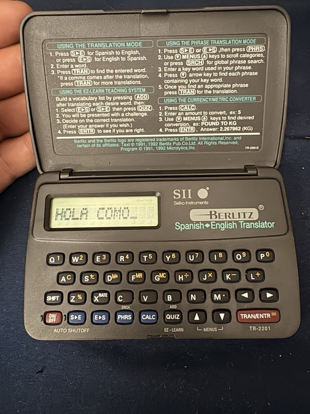 Seiko Instruments SII Berlitz Spanish-English Translator Handheld New Battery